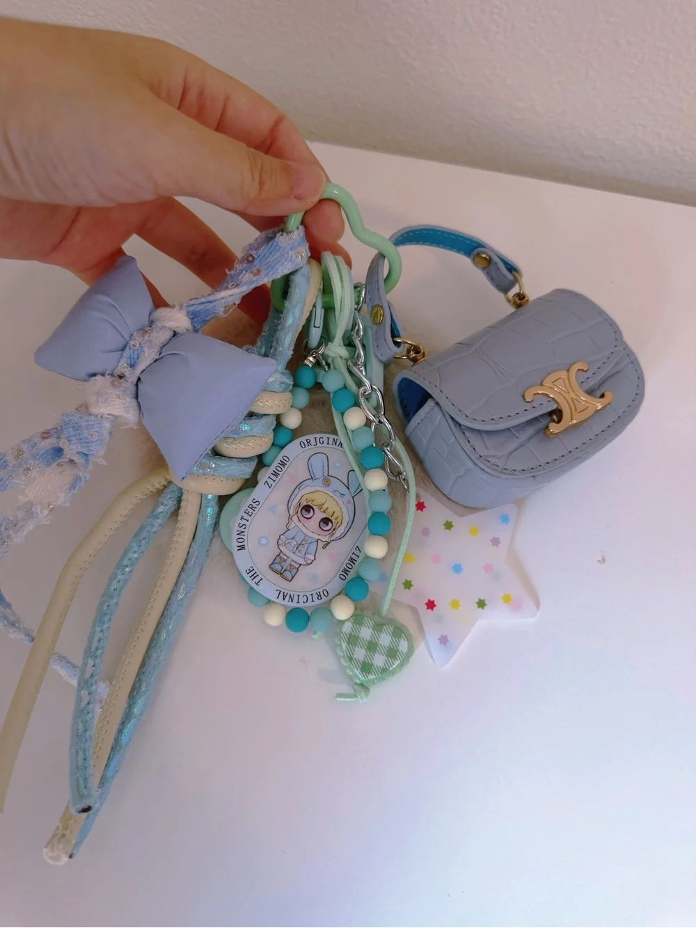 Blue DIY Bag Charm Set with Mini Croc Coin Pouch
